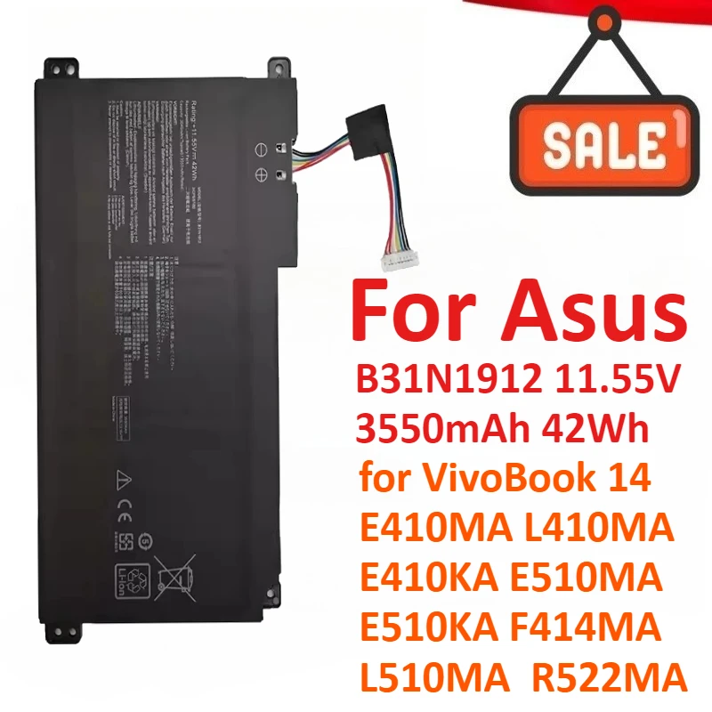 

B31N1912 11.55V 3550mAh 42Wh Laptop Battery For Asus VivoBook 14 E410MA L410MA E410KA E510MA E510KA F414MA L510MA R522MA