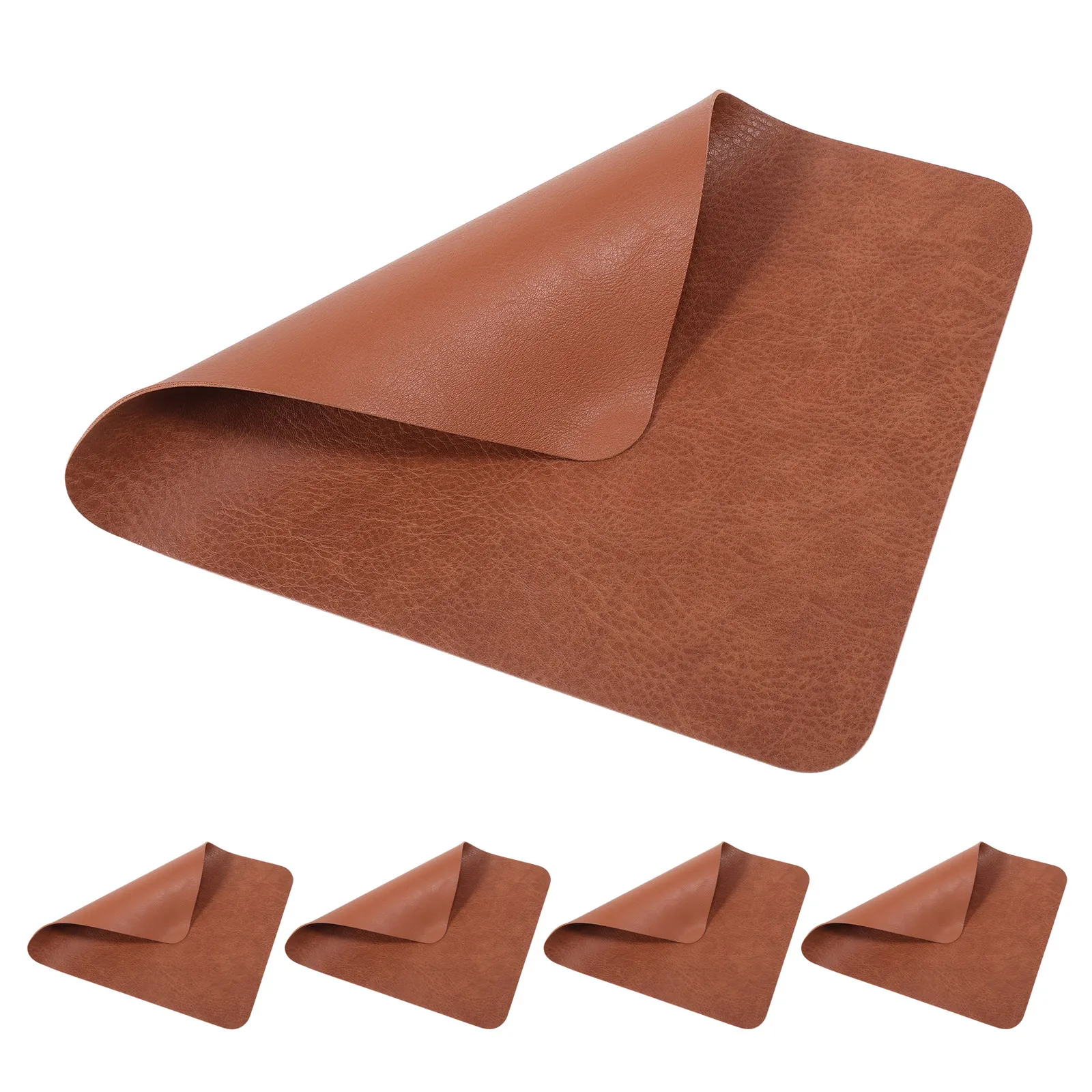 5Pcs Vintage Brown Desk Mat Mouse Pad Artificial Waterproof Non Slip Office Table Pad Gaming Keyboard Surface