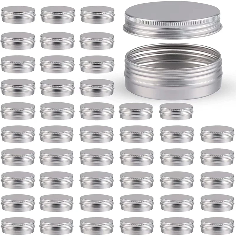 30Pcs Round Aluminum Lip Balm Tins Cans With Screw Top Lids Silver Metal Empty Cosmetic Sample Container Travel Storage Jars Pot