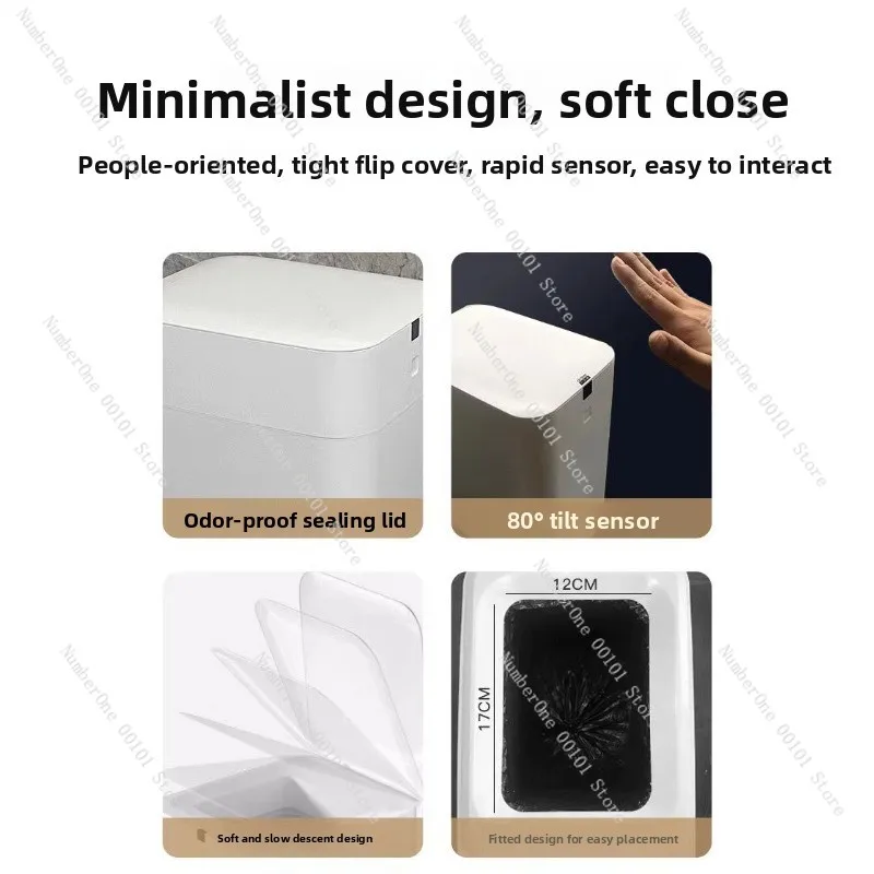 C3 Smart Sensor Trash Can, Narrow Gap Auto Bag Sealing Waste Bin for Home Bedroom Bathroom