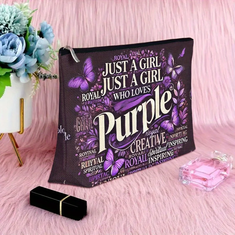 Un sac de maquillage au design créatif Purple Passion – Jolie pochette multifonctionnelle à fermeture éclair pour femmes, sac de rangement de bijoux