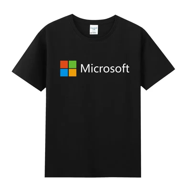 Microsofftt Windows Google قصيرة الأكمام الصيف موضة جديدة تي شيرت في سن المراهقة طالب نصف كم الذكور والإناث الأزواج الاتجاه #1