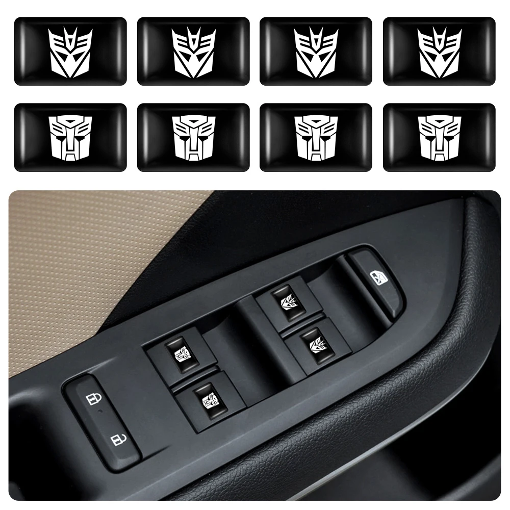 10/20/50pcs Transformers Autobots Decepticons Car Window Lifting Button Stickers Steering Wheel Auto Interior Decoration Styling