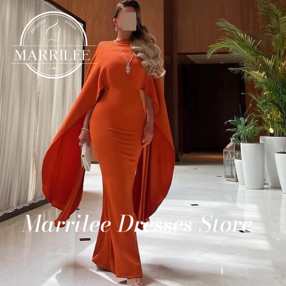 

Marrilee Mermaid Solid Color Butterfly sleeves Pleats Jersey Straight Boat Neck Bespoke Elegant Party Evening Dresses Woman