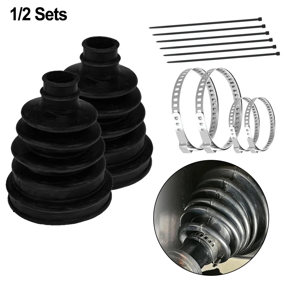 For CV Boot With 4 Stainless Steel Clamps And 6 Cable Ties Axle Boot Repair Kit For Vehicle Drive Shaft Repair Accessories