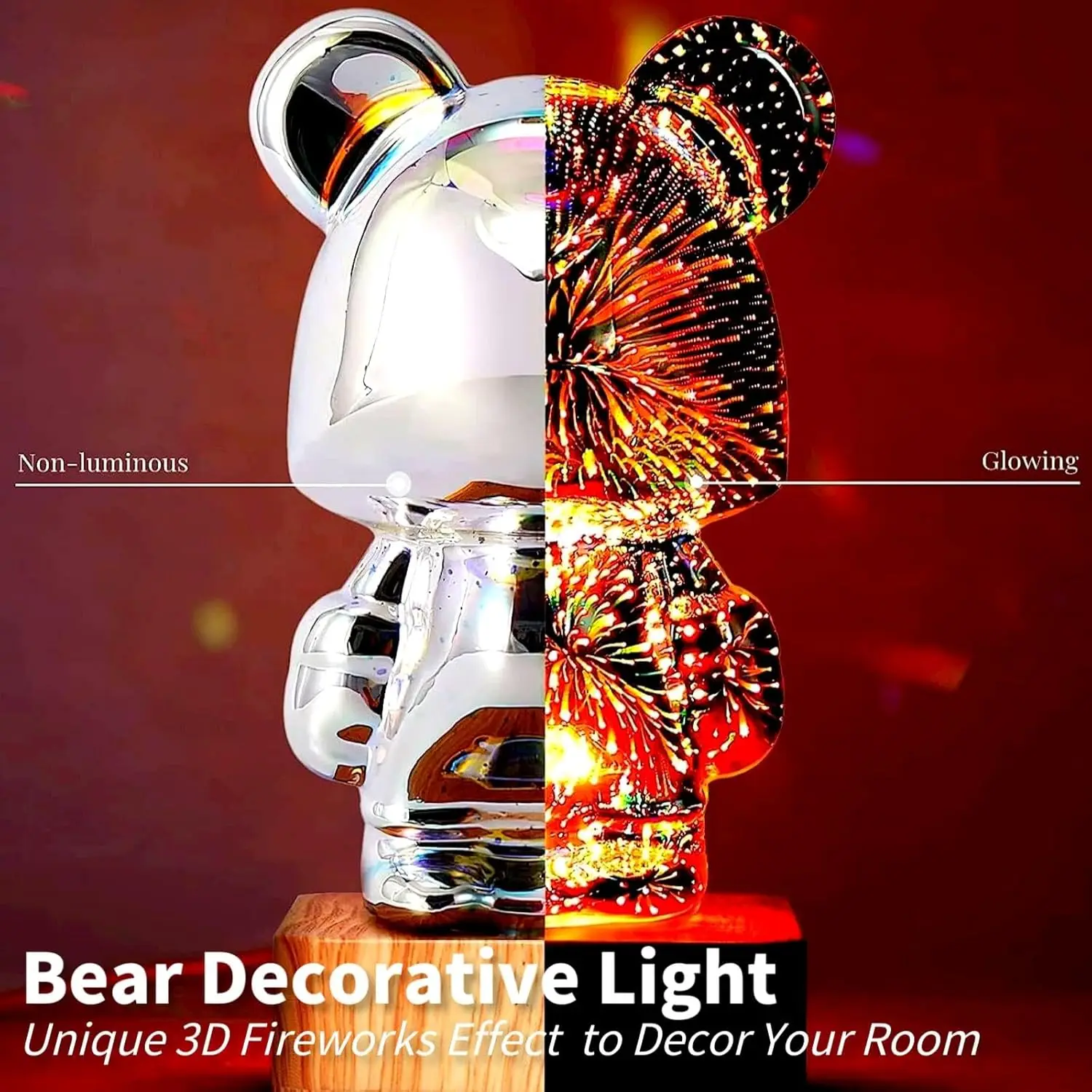 3D Firework Bear Colorful Bear Decor Light Gift for Him or Her, DAY GIFT, BIRTHDAY GIFT