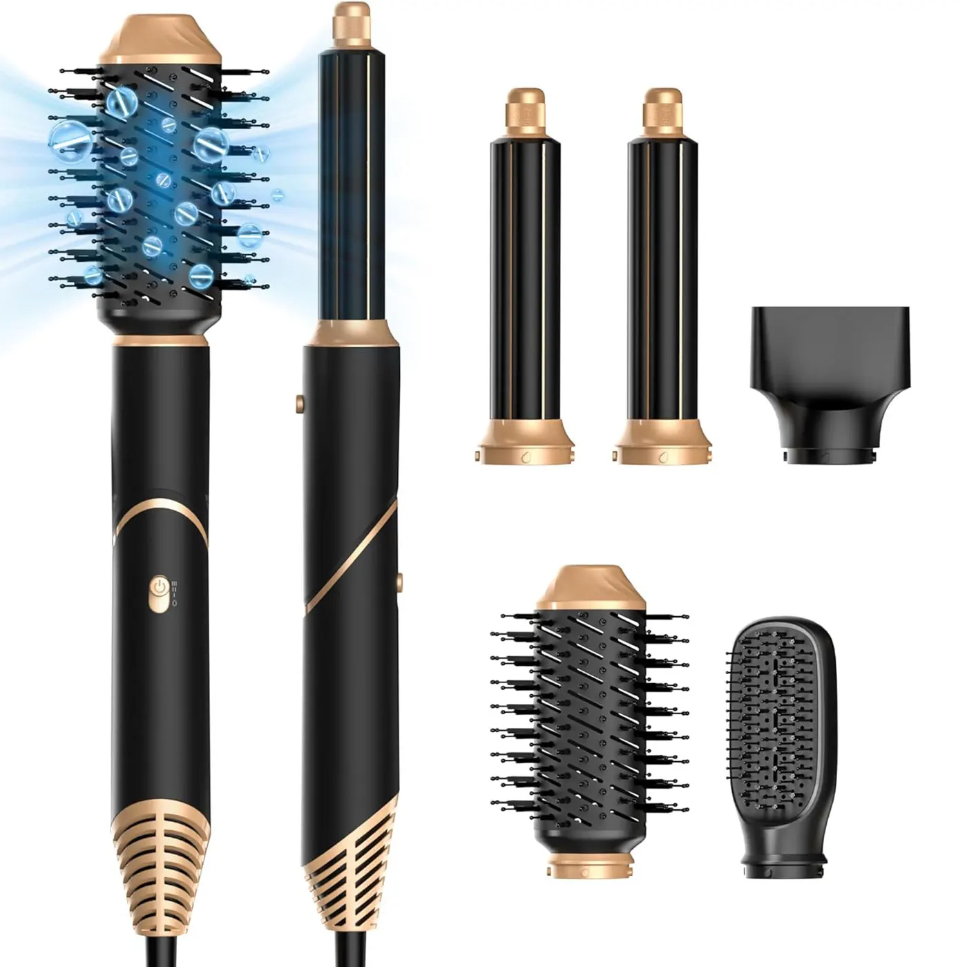 

Professional Hot Air Brush 6 In 1 Hair Dryer Brush Foldable Blow Dryer Interchangeable Brushing Head Air Styling Curling Wand