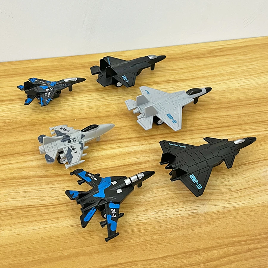 6pcs Fighter Jet Model, Aviation Aircraft Combination Toy, CHILDREN\'S Inertial Sliding Toy, BOY\'S Home Decoration Display