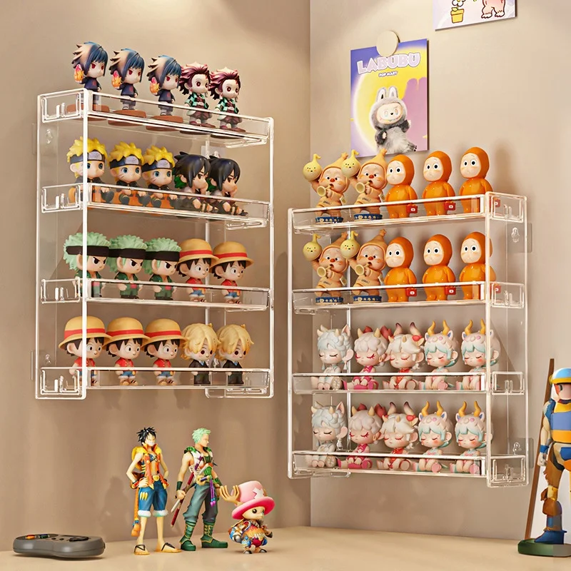 

Transparent Doll Storage Box Multi-layer Step Display Stand Desktop Toy Model Figure Organizer Plastic Cubic Box for Collectors