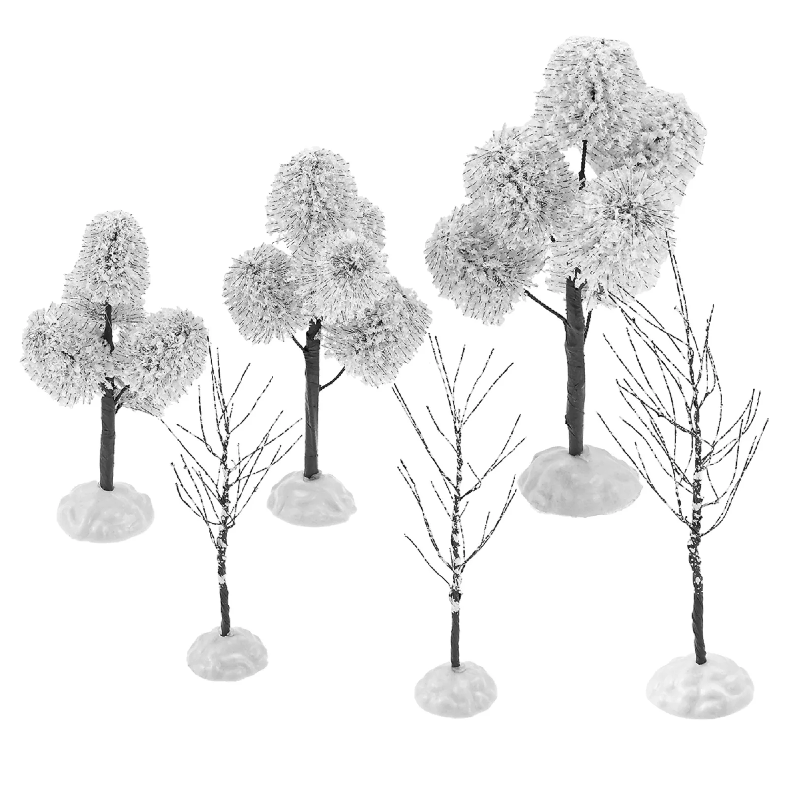 6pcs Miniature Snowy Pine Model Trees Artificial Frost Branch for Christmas Village House Festival Display Decoration 13/15/18cm