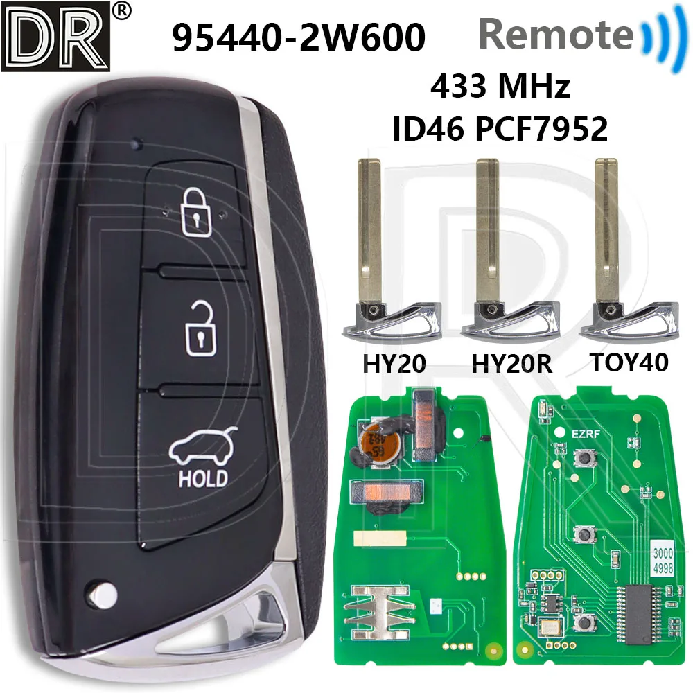 

Great ID46 PCF7952 Chip 433MHz 95440-2W600 Proximity Car Remote Control Smart Key For Hyundai IX45 New Santa Fe 2012-2018