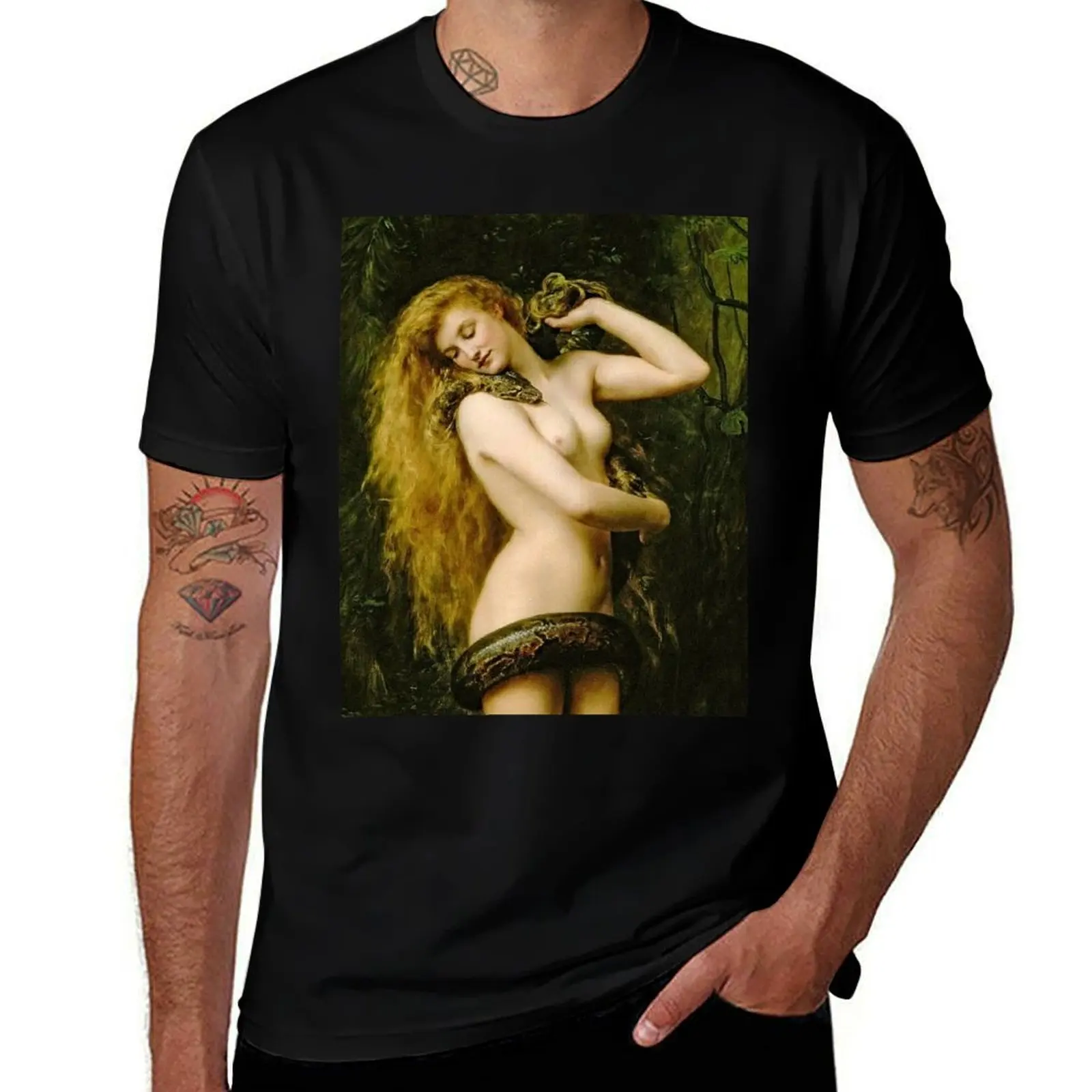 Lilith with the snake - John Collier 1886 Lilith with the snake T-Shirt anime t shirts summer tops mens big and tall t shirts