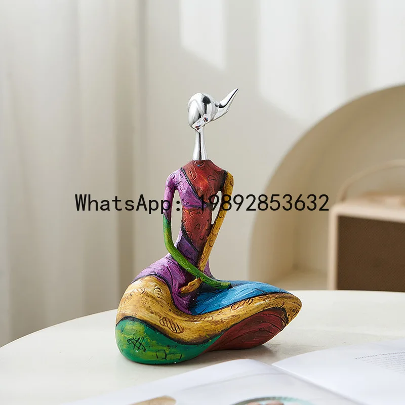 BJ6 oil painting woman resin crafts abstract high-end living room wine cabinet TV cabinet decoration cross-border home