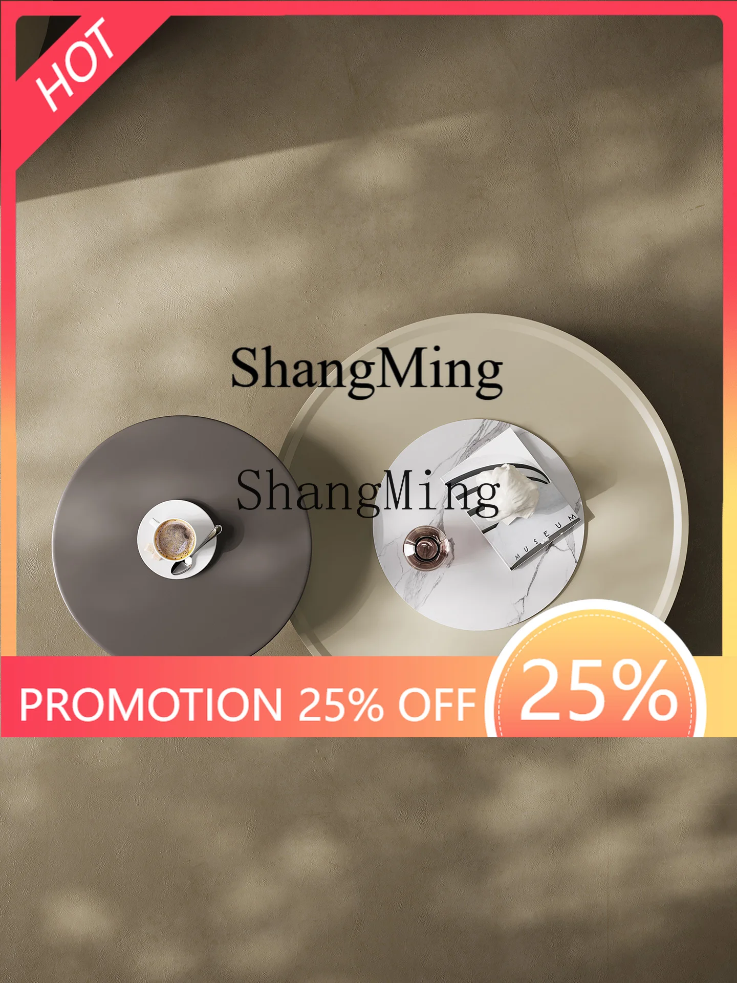 

ZYY Premium Cream Style Coffee Table Large and Small Round Living Internet Celebrity Small Apartment Minimalist Coffee Table