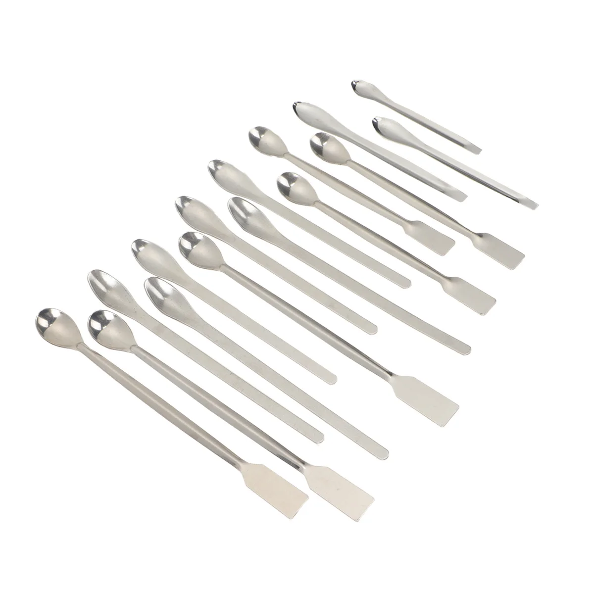 

15pcs Stainless Steel Sampling Long Handle Lab Reagent For Medicine Transfer Micro Laboratory Use Teaching