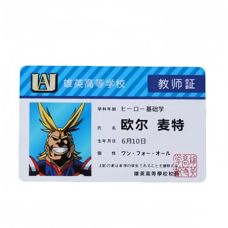 1Pc Anime Peripheral My Hero Academia Pvc Student Id Card School Food Card Birthday Collection Gift
