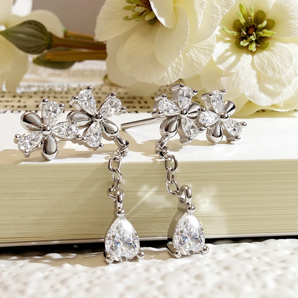 

Серьги-подвески с муассанитом в форме груши, серебро 925 пробы, с сертификатом, серьги-капли с кисточками для женщин, ювелирный подарок