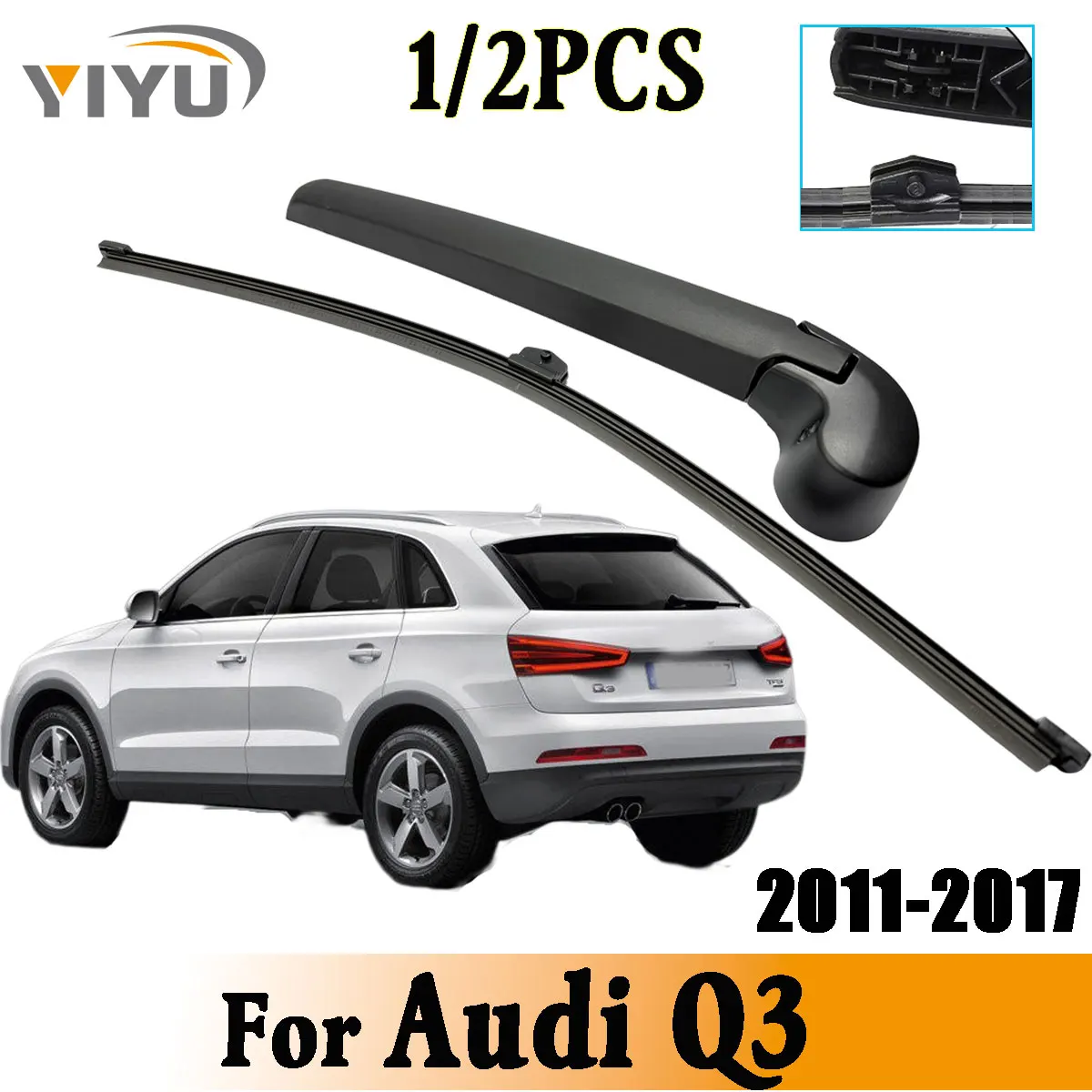 1/2PCS Heckscheibenwischerblatt Wischerarm Kit für Audi Q3 2011--2017 Windschutzscheibe Windschutzscheibe Heckscheibenwischer Bürsten