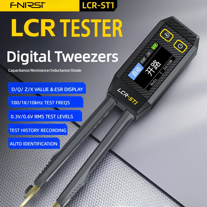 

FNIRSI LCR-ST1 Digital Tweezers LCR SMD ESR Tester Multimeter Capacitance Resistance Inductance Diode Test Electrician Tools