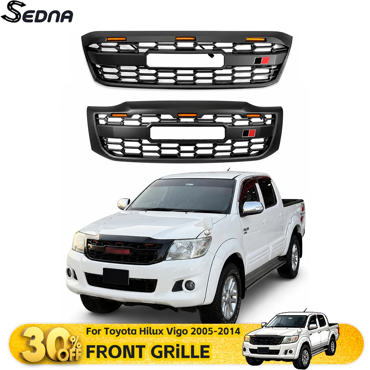 

Front Grille For 2005-2014 Toyota Hilux Vigo Pickup Racing Grill Upper Grilles Car Exterior Guard Tuning Parts Accessories