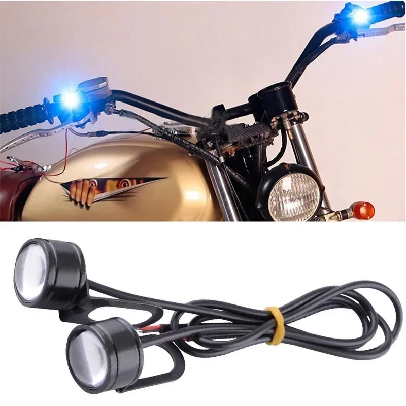 1 par de luces de conducción superbrillantes, luz LED de ojo de águila, luz de conducción de respaldo inverso, lámpara antiniebla para motocicleta, luz de circulación diurna