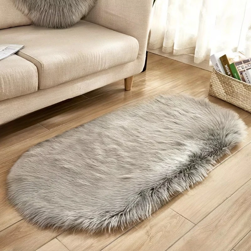 Imitation Wool Floor Carpet Mat, European Style Anti-Slip Rug, Cold-Proof & Dirt Resistant for Living Room Sofa & Bedroom
