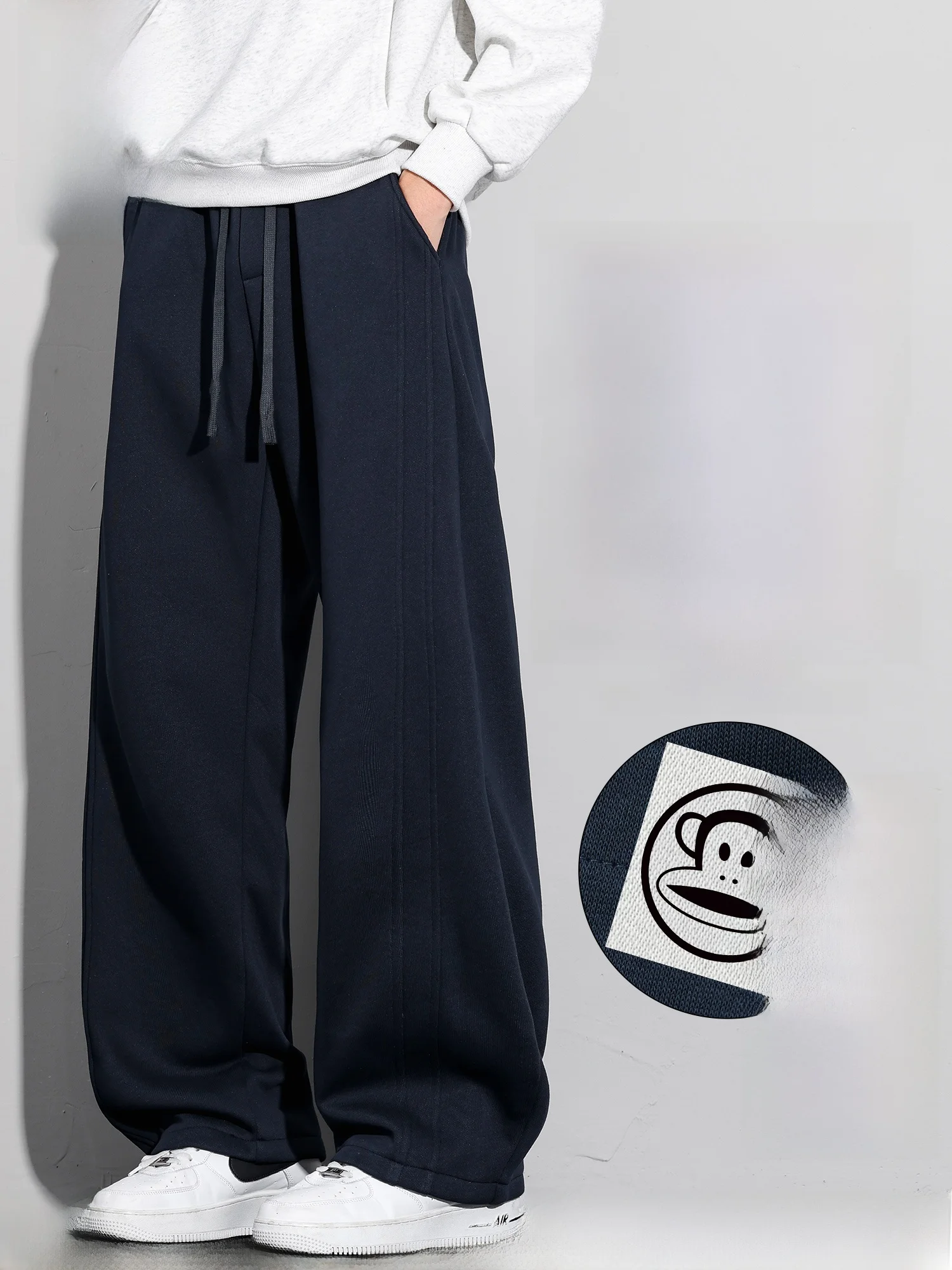 

Мужские повседневные брюки Paul Frank с флисовой подкладкой, трикотажные, прямого свободного кроя, карго, весна 2026, молодежная мода