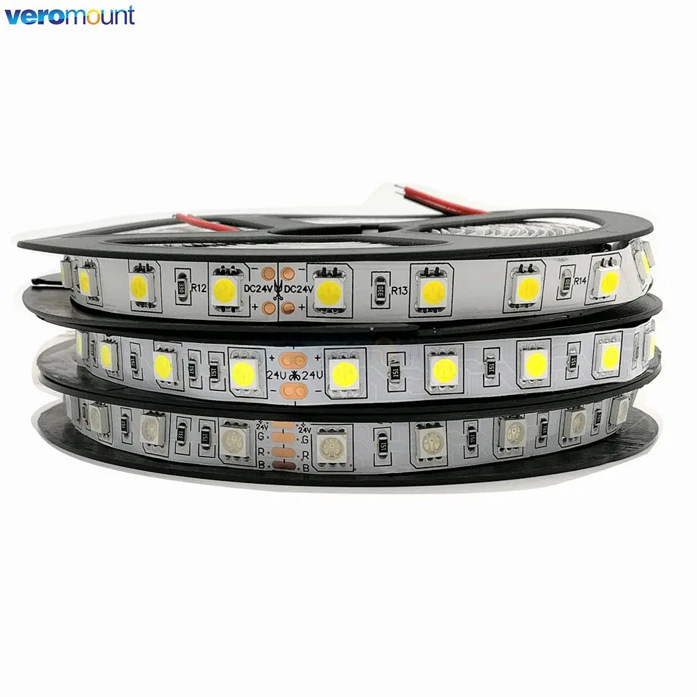 5V 12V 24 V LED 조명 스트립, TV 백라이트, 방수 SMD 5050 5M 웜 화이트 5 12 24 V 볼트 RGB LED 스트립 조명, 방 침실용