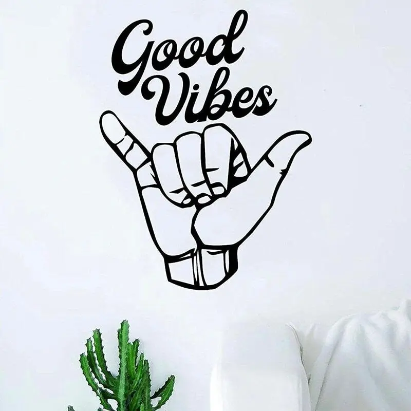 Виниловая наклейка Shaka Good Vibes V3 для комнаты, спальни, подростков, приёма, пляжа