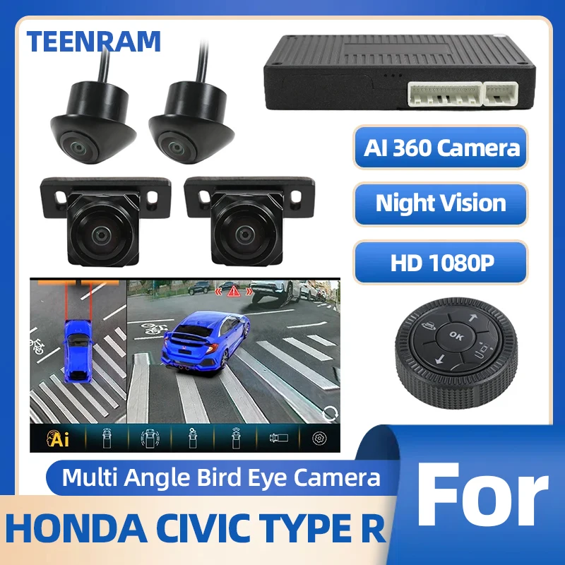 For Honda Civic Type R Vehicle Accessories, Multi Angle Bird Eye Camera Car Screen Parts High Definition Panoramic Car Camera