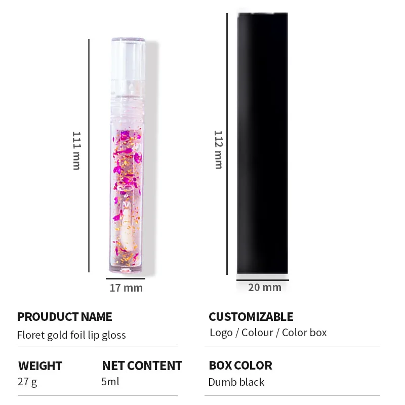 Transparent Lip Oil Flower Smell Lip Tint Ready To Ship Moisturizing Lip Gloss Vegan Lipgloss Base Private Label