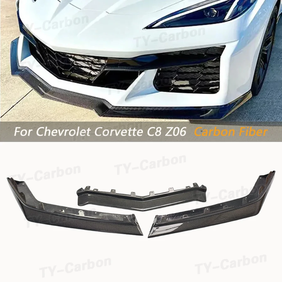 Настоящий карбоновый передний спойлер для Chevrolet Corvette C8 Z06, сплиттер переднего бампера, комплект обвеса 2020-2025