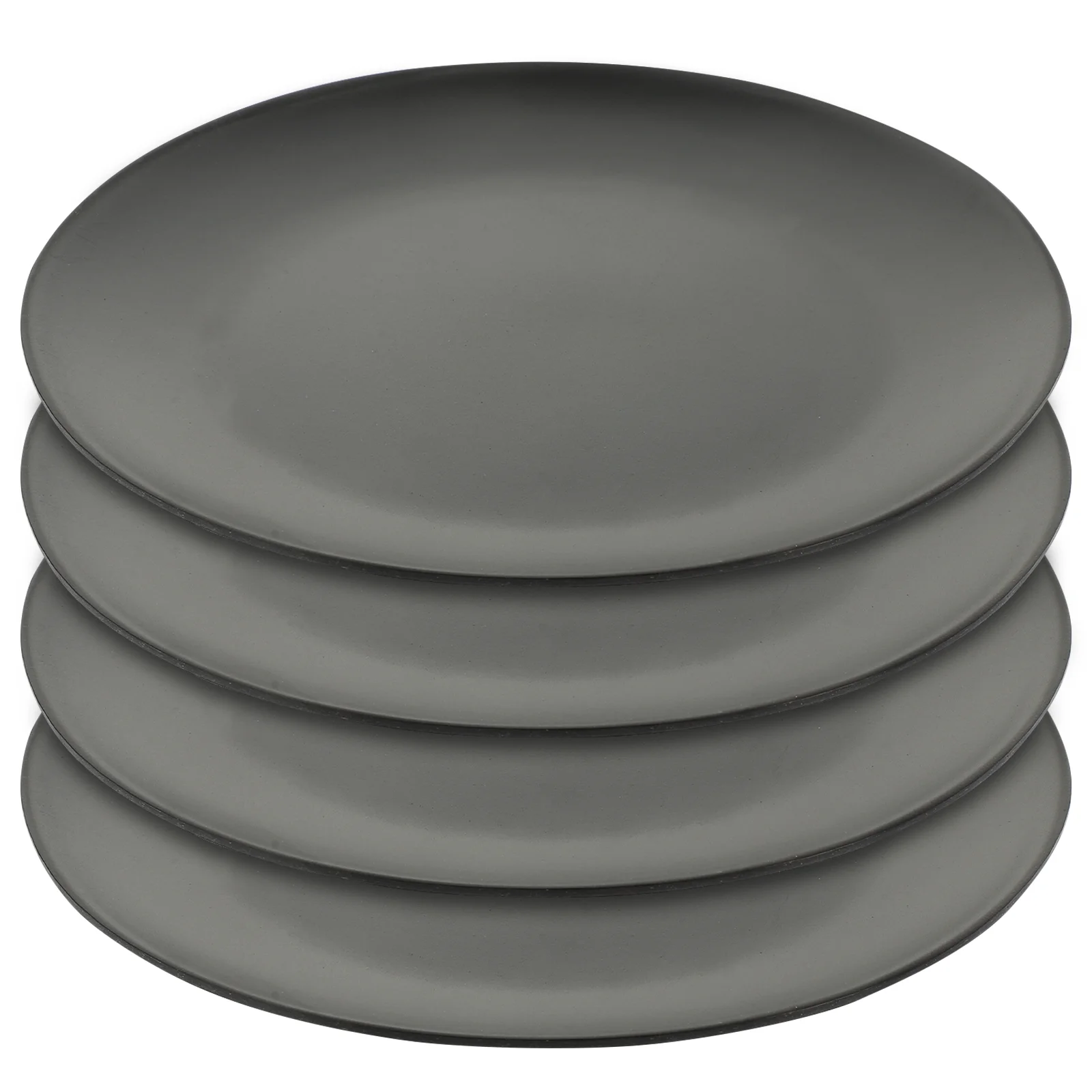 4 Pcs Black Melamine Plate Dish for Picnic Flatware Kitchen Plates Round Dinner Tableware