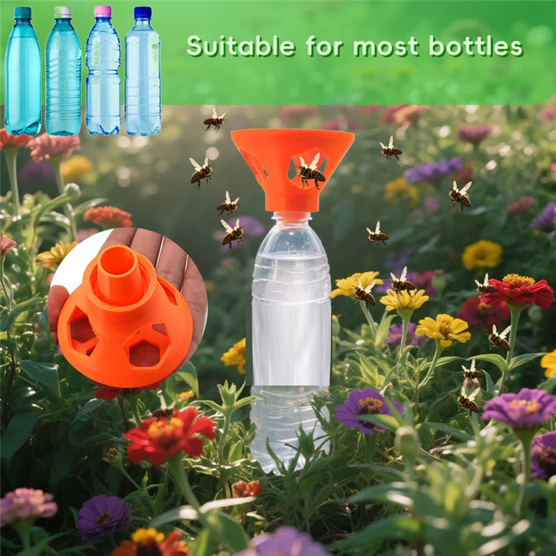 AT29-2Pcs علة الماسك البلاستيك النحل الماسك متعدد الثقوب قابلة لإعادة الاستخدام الحشرات فخ دوامة واجهة الفاكهة فخ الذباب الفناء #2