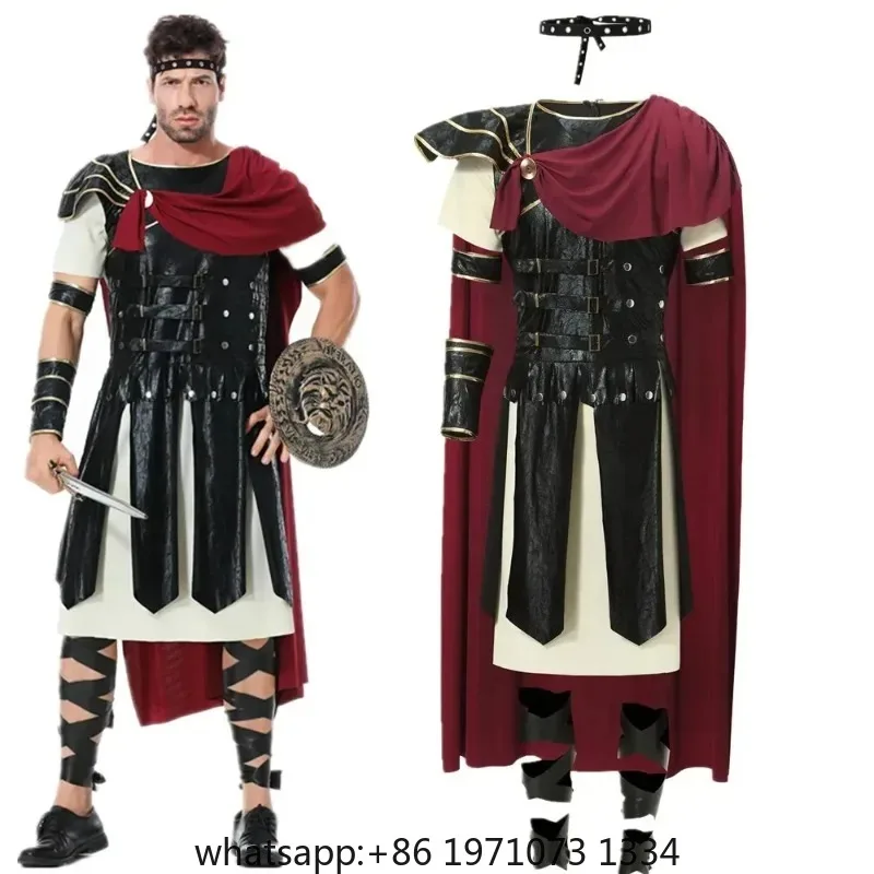 Medieval Roman Royal Knight Warrior Cosplay Halloween Costume For Men Adult Carnival European Gladiators Soldier Cloak