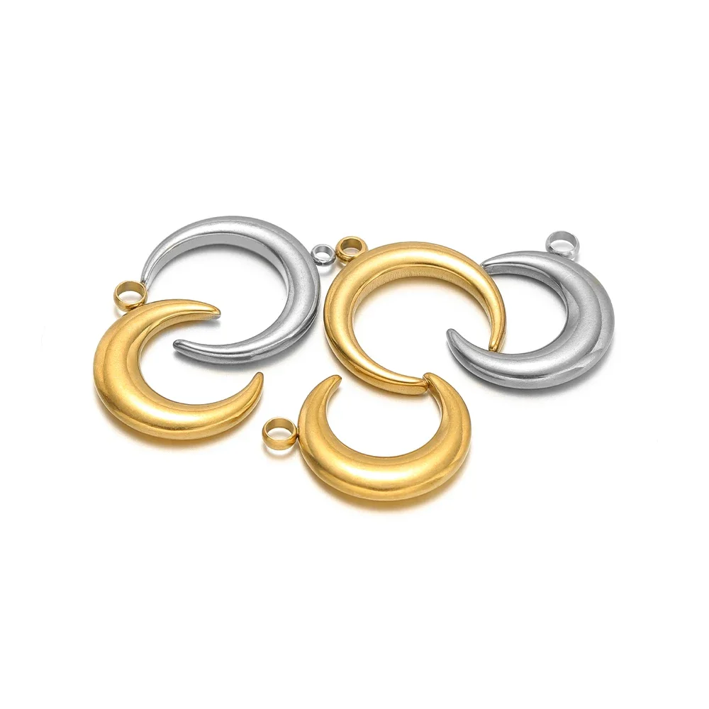 5pcs Stainless Steel Moon Horn Charms Gold Pendants for DIY Jewelry Making Exquisite Necklace Bracelet Decoration Supplies Bulk - view 3