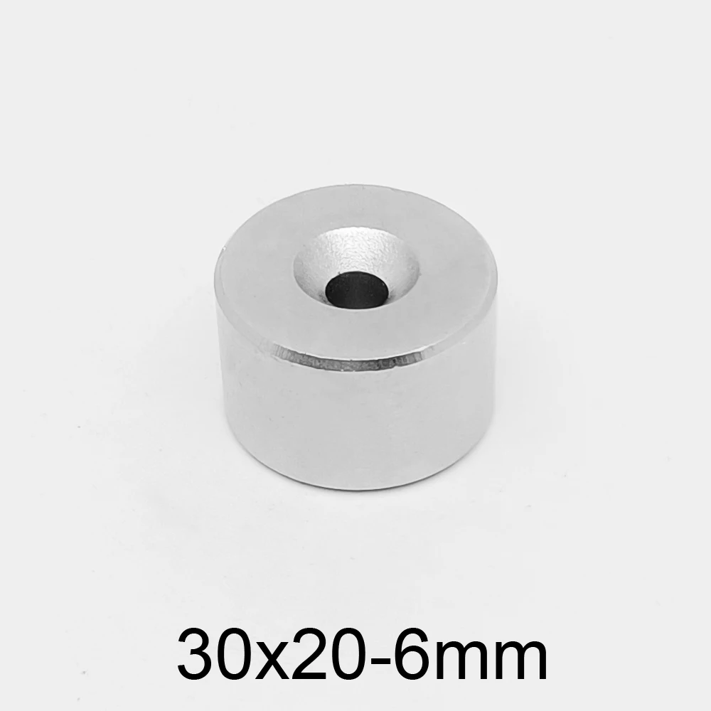 

1/2PCS 30x20-6 Round Super Powerful Strong Magnetic Magnets 30*20 mm Hole 6mm Countersunk Neodymium Magnet 30X20-6mm 30*20-6