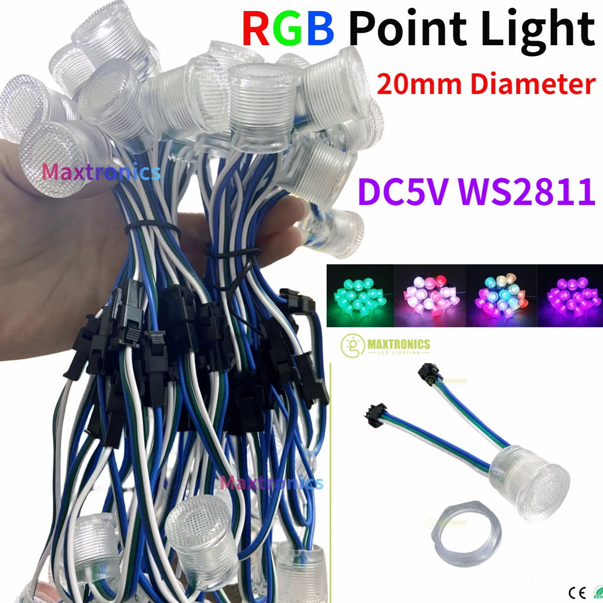 IC 방수 포인트 라이트 직경 LED 픽셀 스트링 모듈, DC5V WS2811 LED 픽셀 20mm, SMD5050 RGB 1 개, WS2811 IC, 로트당 20 개, 신제품