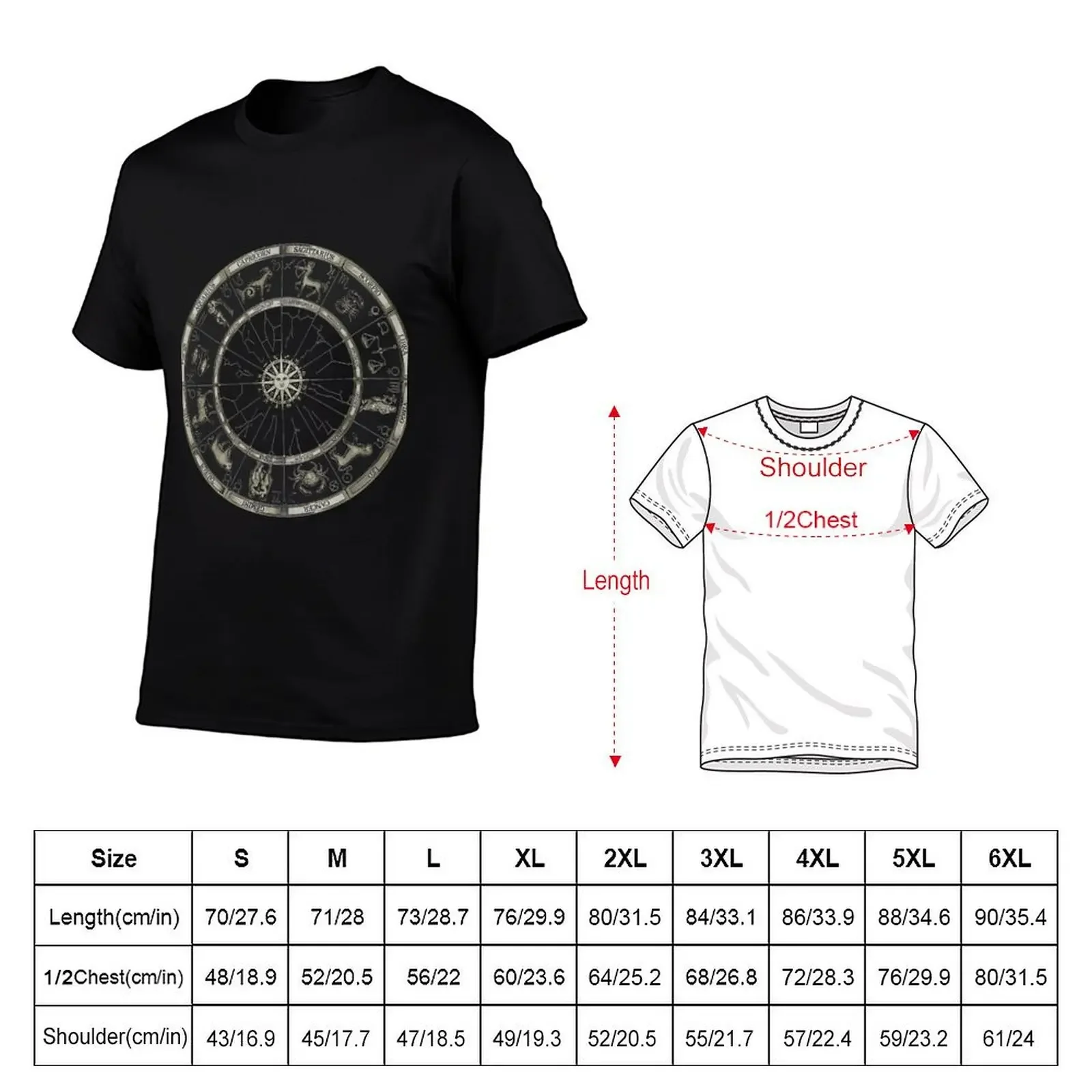 Astrological Clock T-Shirt Aesthetic clothing tees blue archive shirts men graphic