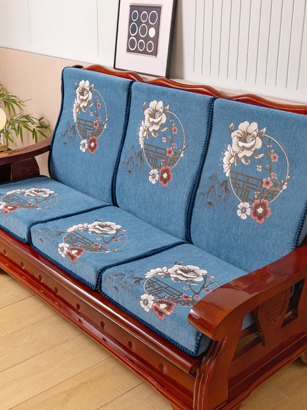 

Диван Thiened из дерева с бархатным красным деревом, традиционный китайский Sle, интегрированный коврик, барший домашний декор