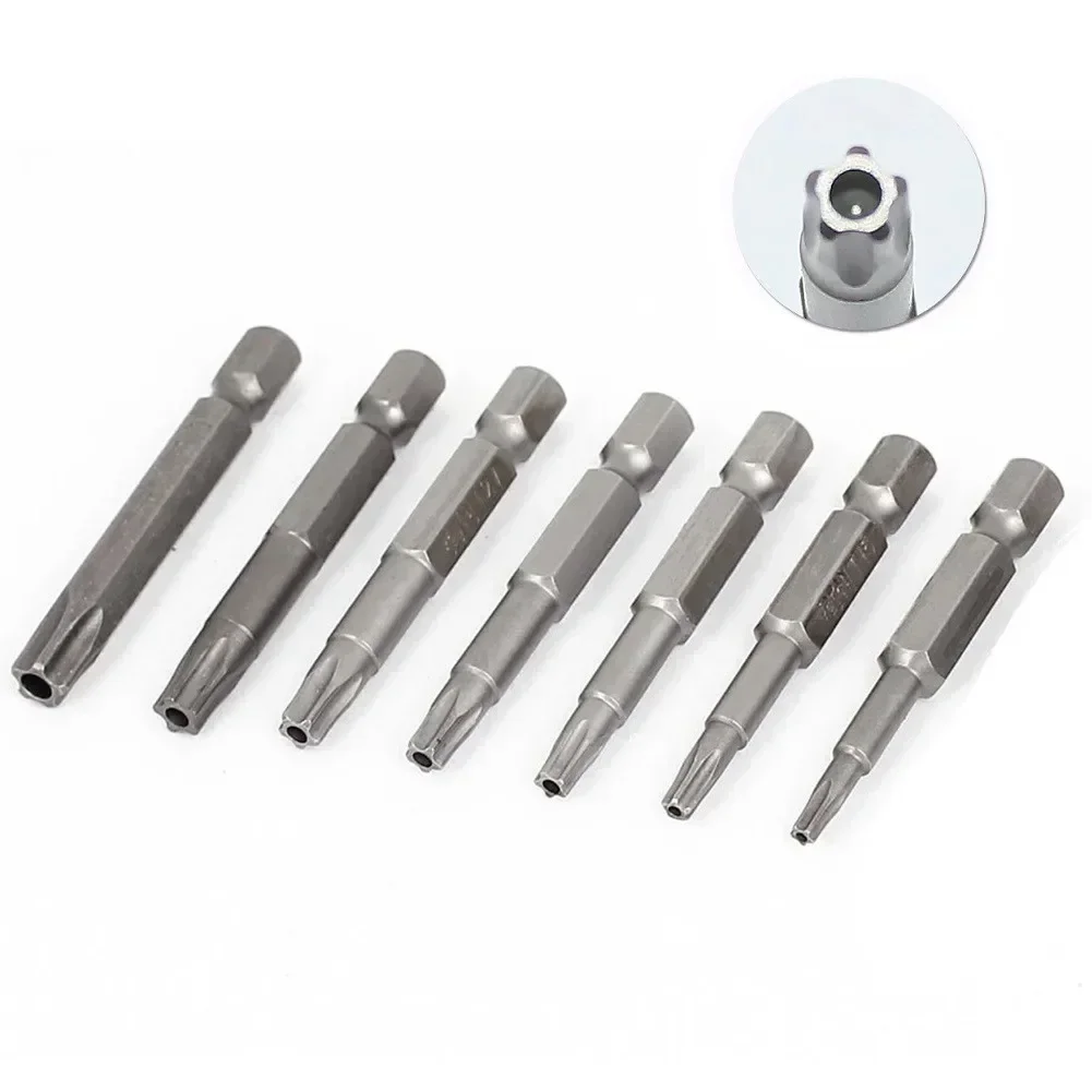 1 pieza 50mm 1/4 vástago hexagonal punta de destornillador Torx magnético de cinco puntos T15 T20 T25 T27 T30 T40 puntas de destornillador eléctrico