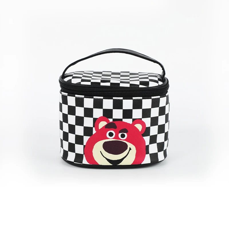 MINISO Disney Series Mickey Print Waterproof Handheld Round Bucket Makeup Bag Cartoon Cute Large Capacity Storage Wash Bag