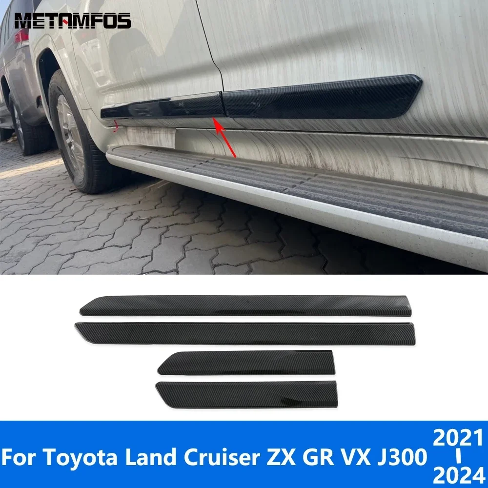 

Car Accessories For Toyota Land Cruiser ZX GR VX J300 2021 2022 2023 2024 Carbon Fiber Door Body Side Skirt Strip Molding Trim