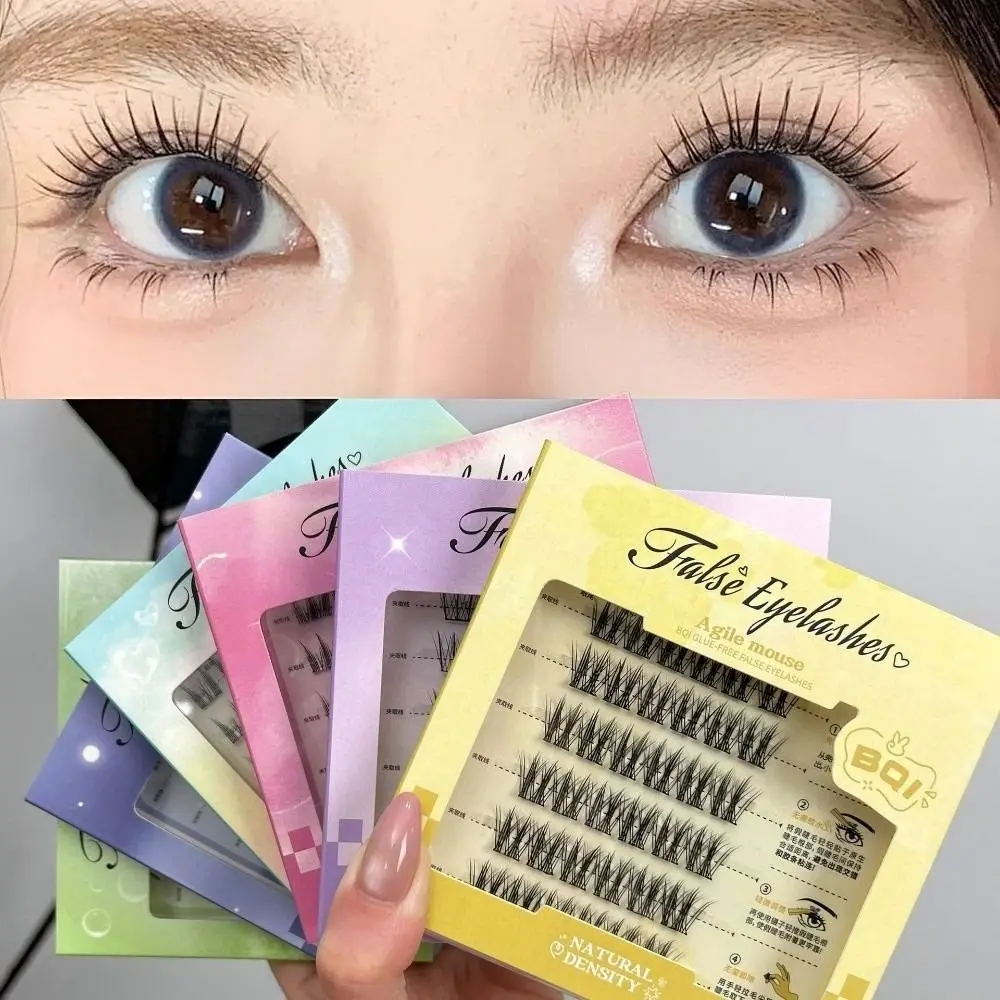 Glue-Free False Eyelashes Easy to Use Sunflower Design Eyelash Clusters Long-Lasting with Tweezers Natural False Eyelashes
