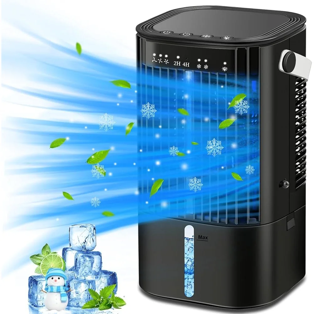 Upgraded Portable Air Conditioners Mini Evaporative Cooler with 3 Speeds Humidifier Fan LED Light USB Home Office Outdoor