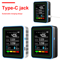 5-in-1 Air Quality Monitor Indoor Air Quality Meter USB Charging CO2 Detector Portable Formaldehyde Monitor for Indoor Outdoor
