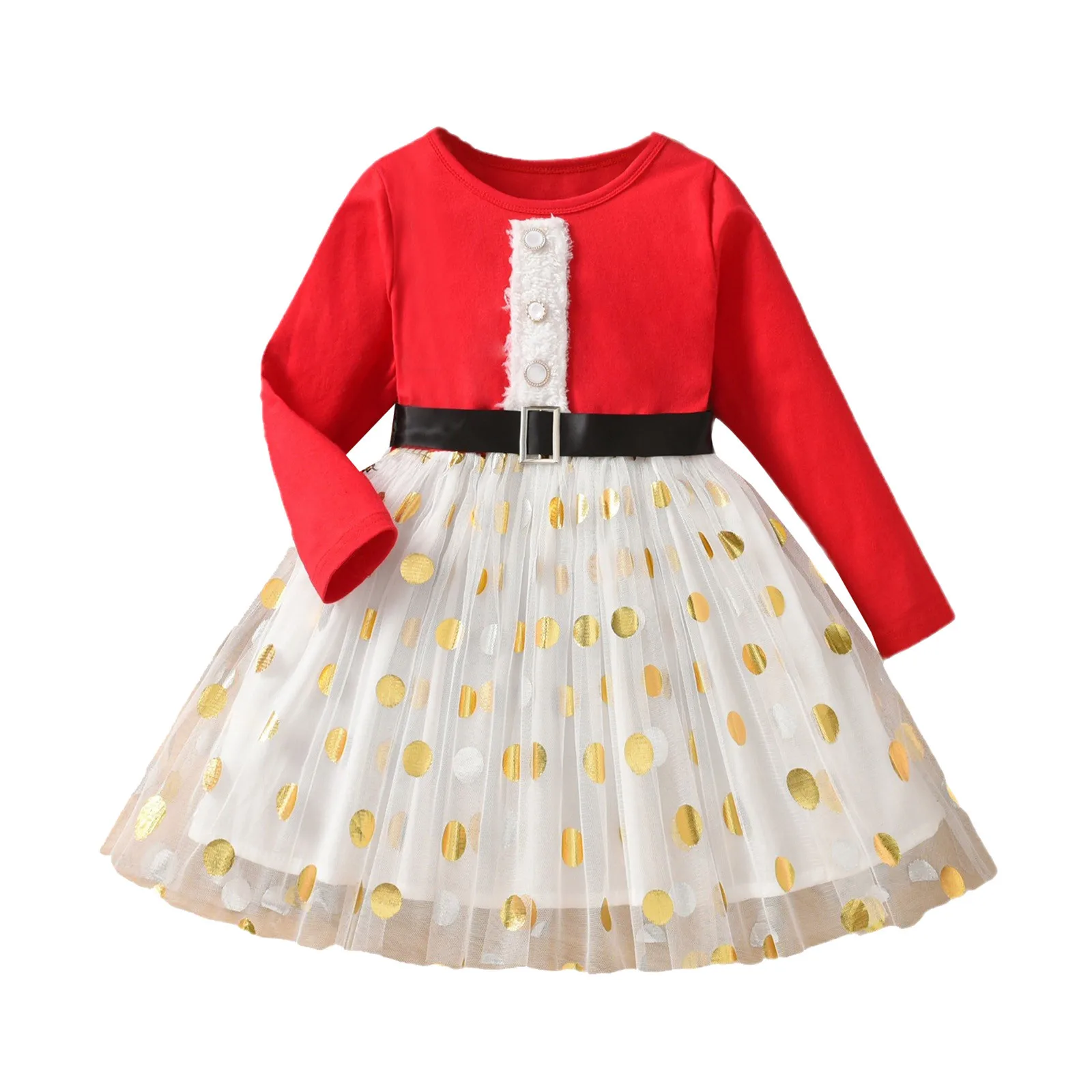 Vestido de inverno para meninas de manga comprida, suéter de malha de 3 a 8 anos, vestido vermelho de festa de natal para meninas, fantasia infantil 2024