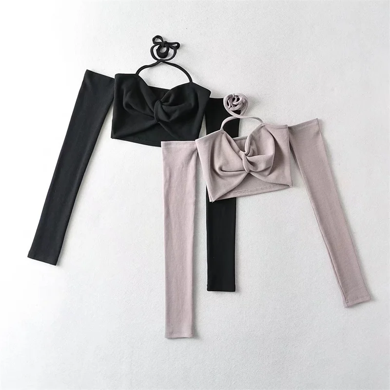 

Юбка с металлическими пуговицами, базовый топ на одно плечо, женский модный комплект, летний облегающий комплект, чистый дизайн