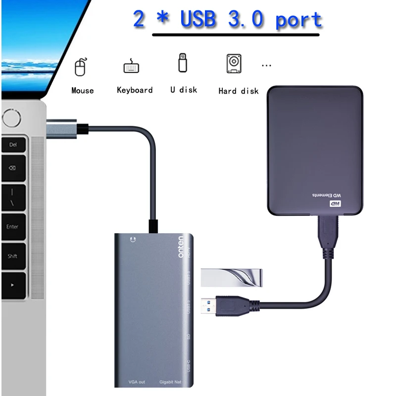 Splitter Adapter Dock Station Multifunctionele Docking Usb Naar Vga Converter Type-C Converter 8 In 1 Game Usb Hub Sd-Kaartlezer