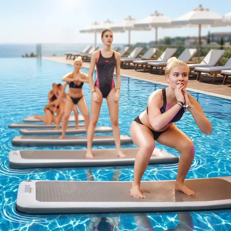 Large PVC Inflatable Water Floating Yoga Mat For Gymnastics Fitness Swimming Pool Float Platform Durable Exercise Pad